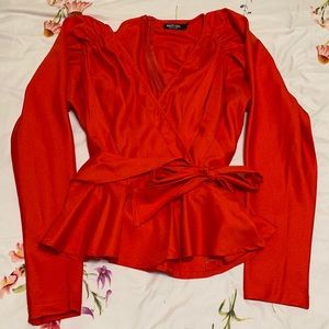 Nasty Gal Tied Up Pleated Wrap Blouse